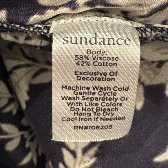 Sundance Floral Print Button Up Shirt Navy Blue Size Small Contrast Trim Boho - Picture 6 of 8